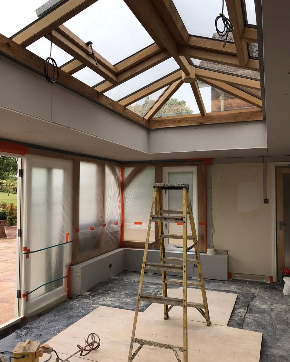 First plaster coat — Extension & Roof Lantern Plastering