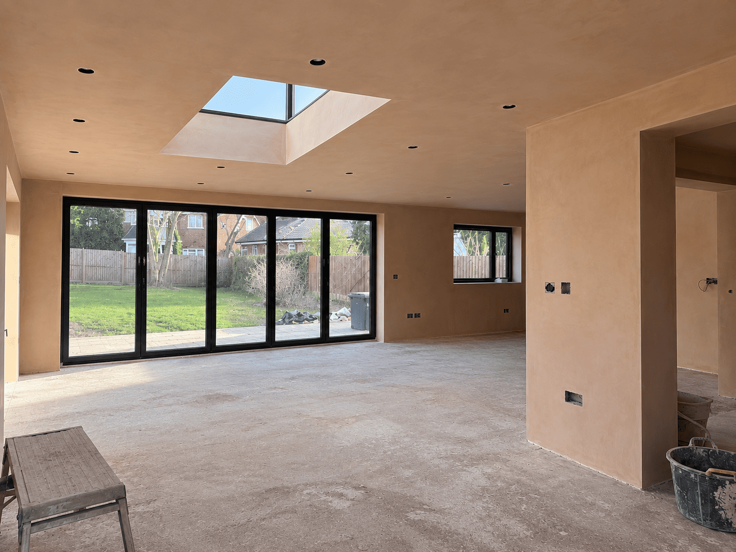 Freshly plastered new-build interior